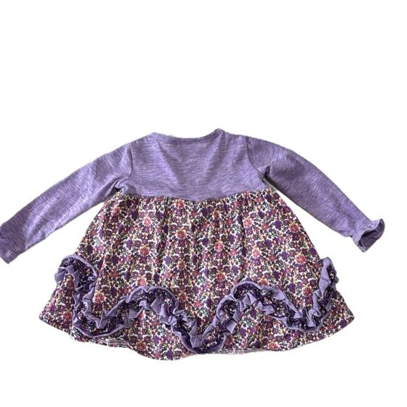 Fore N Birdie | Purple Floral Infant Girls Ruffle Long Sleeve Dress - Picture 2 of 9